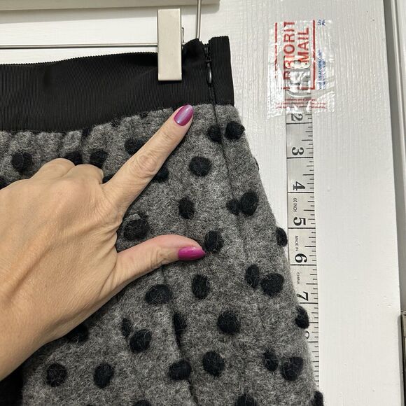 OPENING CEREMONY Med Wool Black Gray Polka-Dot Textured A-Line Mini Short Skirt - Picture 7 of 11
